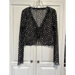 Free People Marne Sheer Star Print Front Tie Women’s Size Medium 4th Of July 🎆